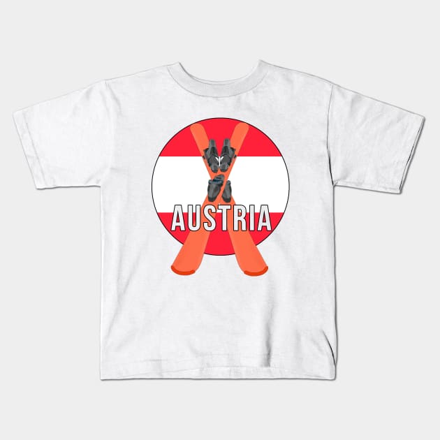 Cool Ski Flag of Austria Kids T-Shirt by DiegoCarvalho